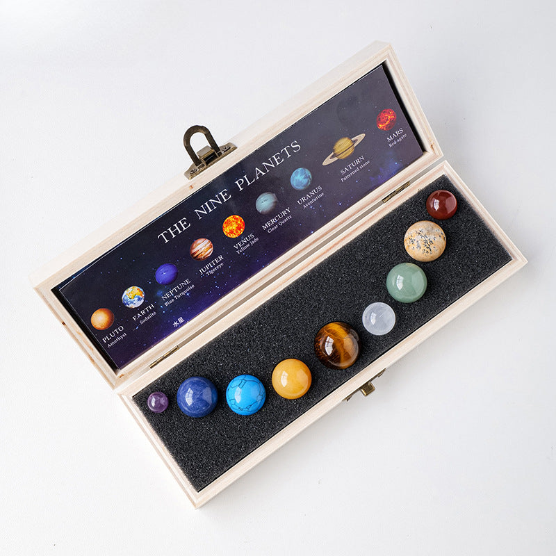 Natural Crystal Ball Nine Planets Set - Love & Positivity