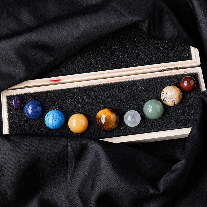 Natural Crystal Ball Nine Planets Set - Love & Positivity
