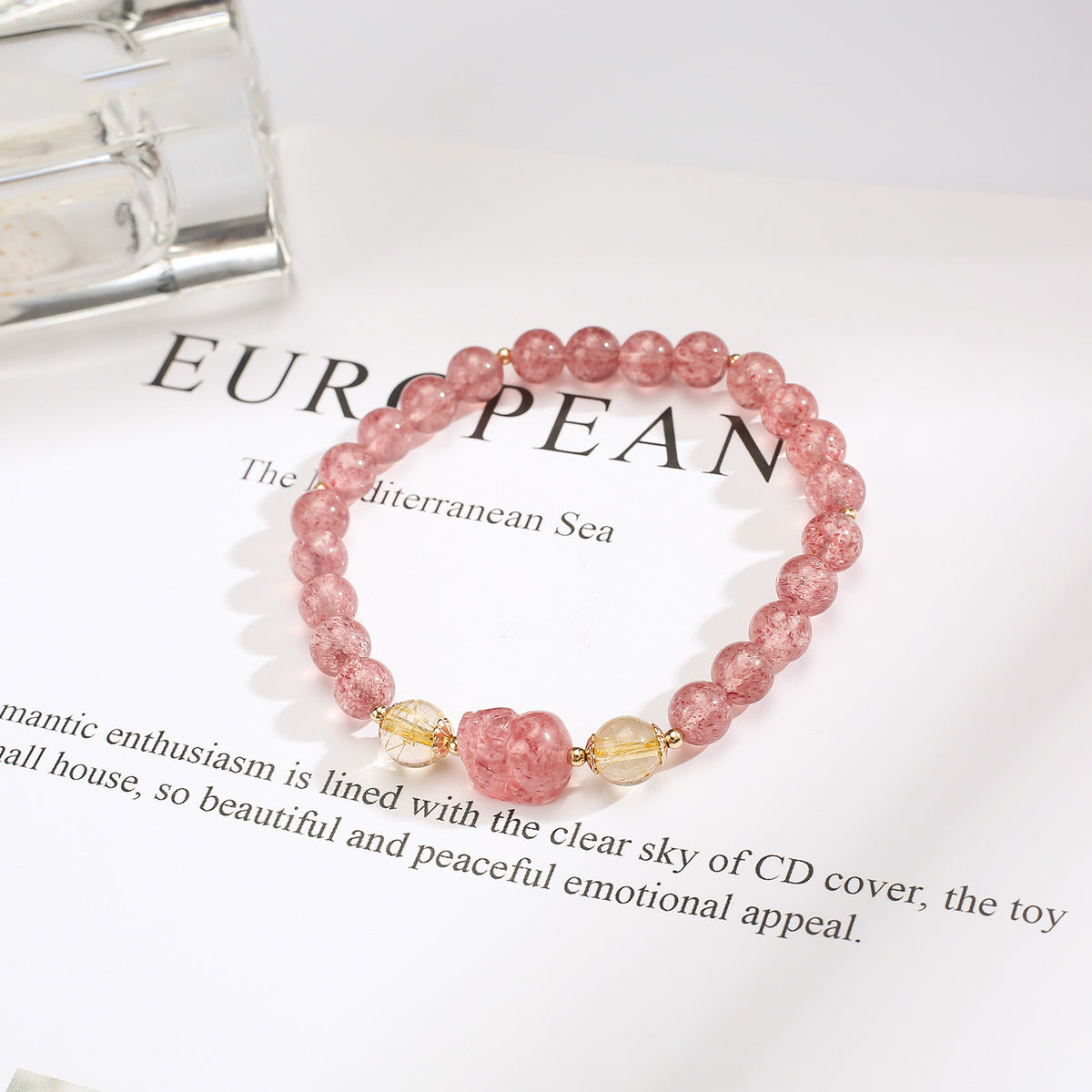 Pi Xiu Strawberry Quartz Bracelet - Wealth & Harmony