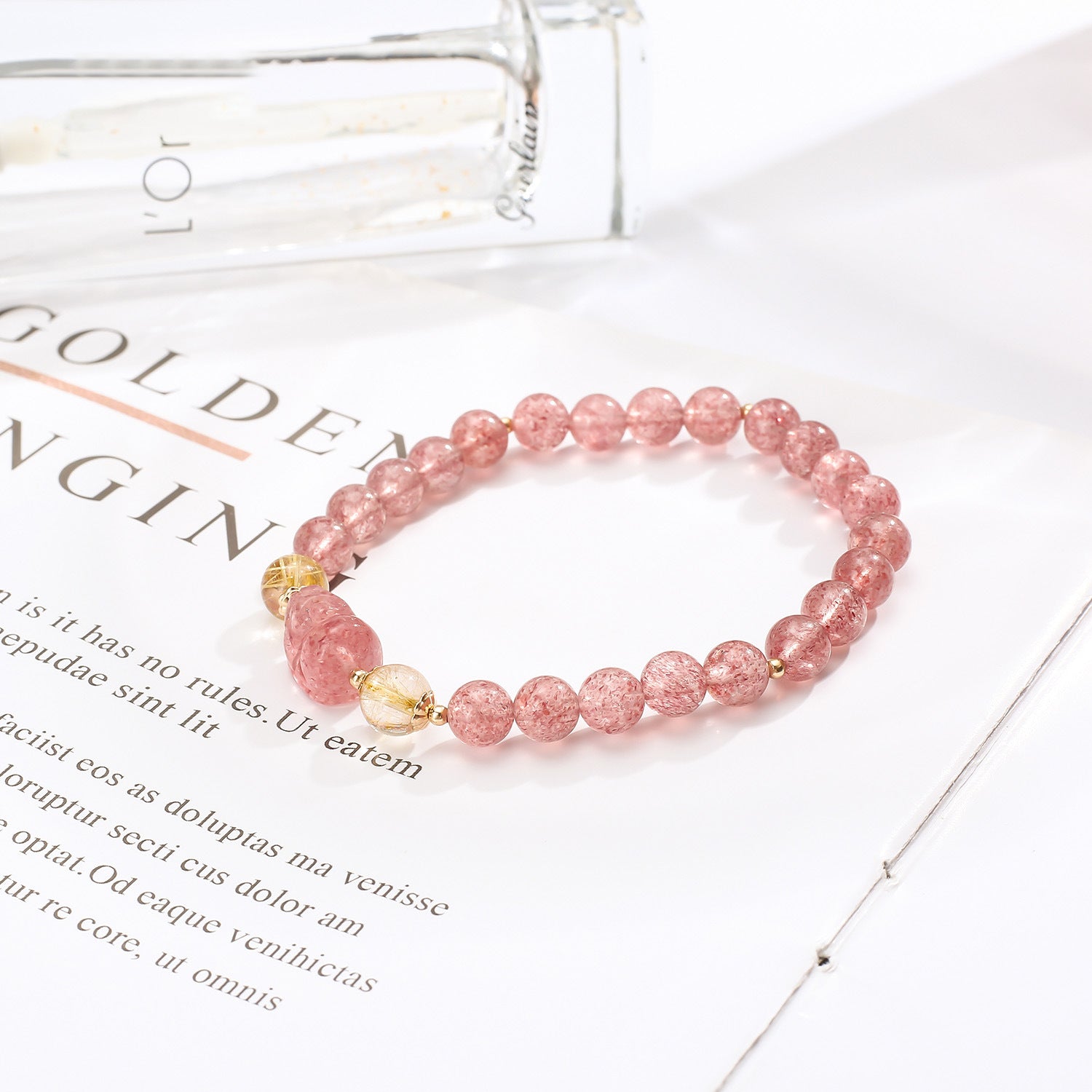 Pi Xiu Strawberry Quartz Bracelet - Wealth & Harmony