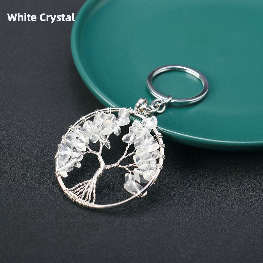 Natural Crystal Tree of Life Key Chain - Wealth & Strength & Luck & Abundance