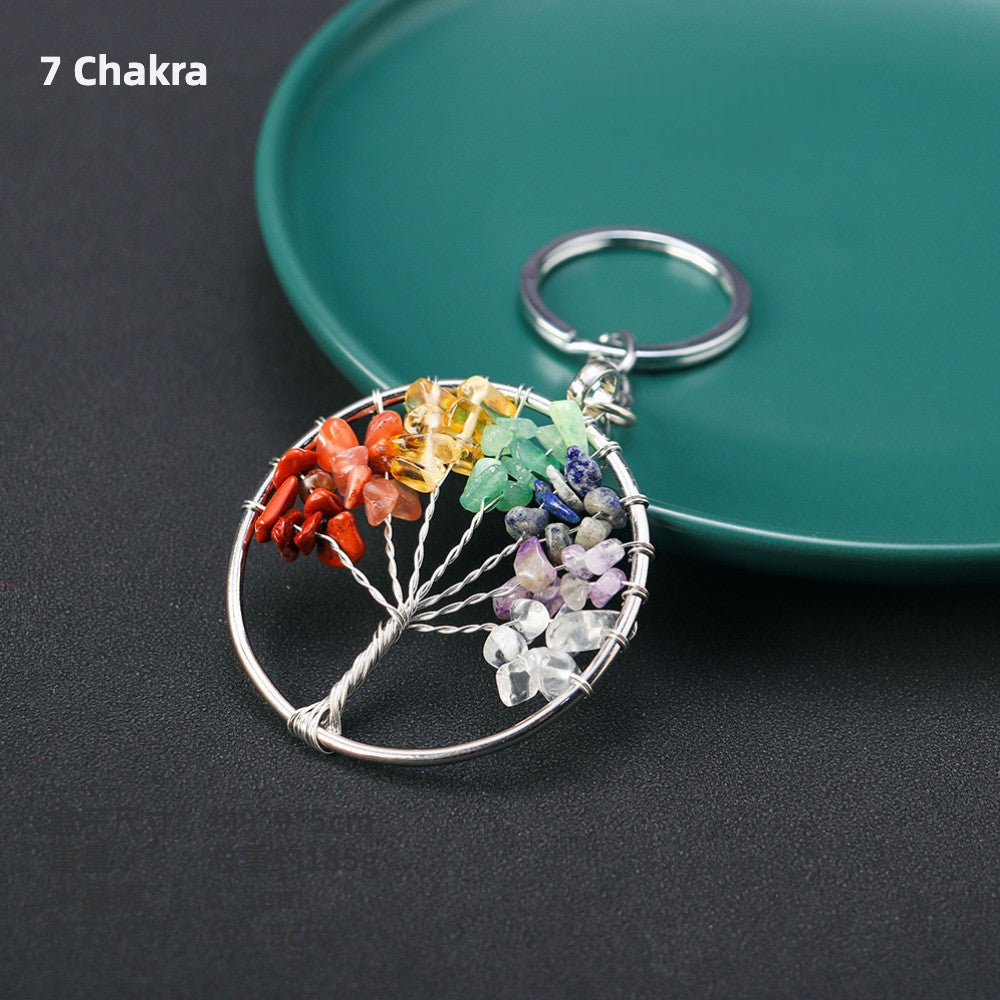 Natural Crystal Tree of Life Key Chain - Wealth & Strength & Luck & Abundance