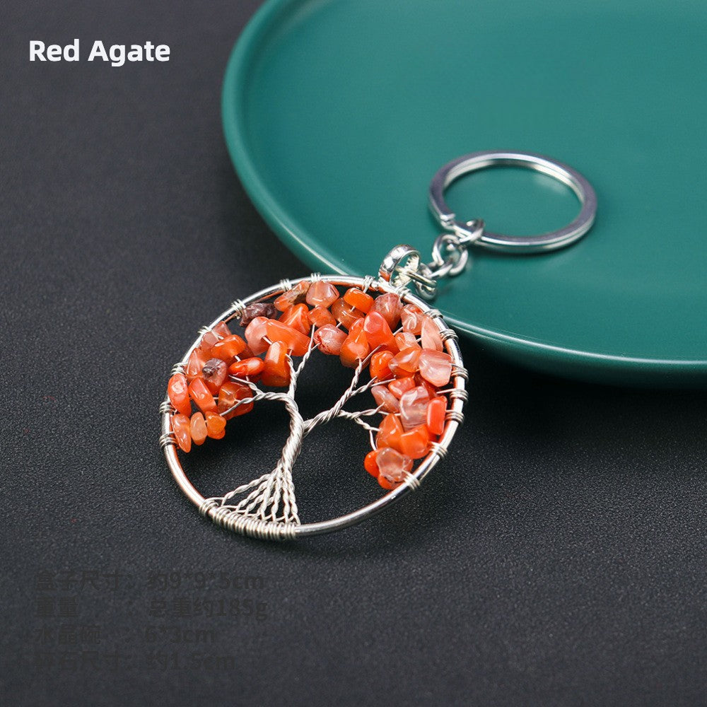 Natural Crystal Tree of Life Key Chain - Wealth & Strength & Luck & Abundance