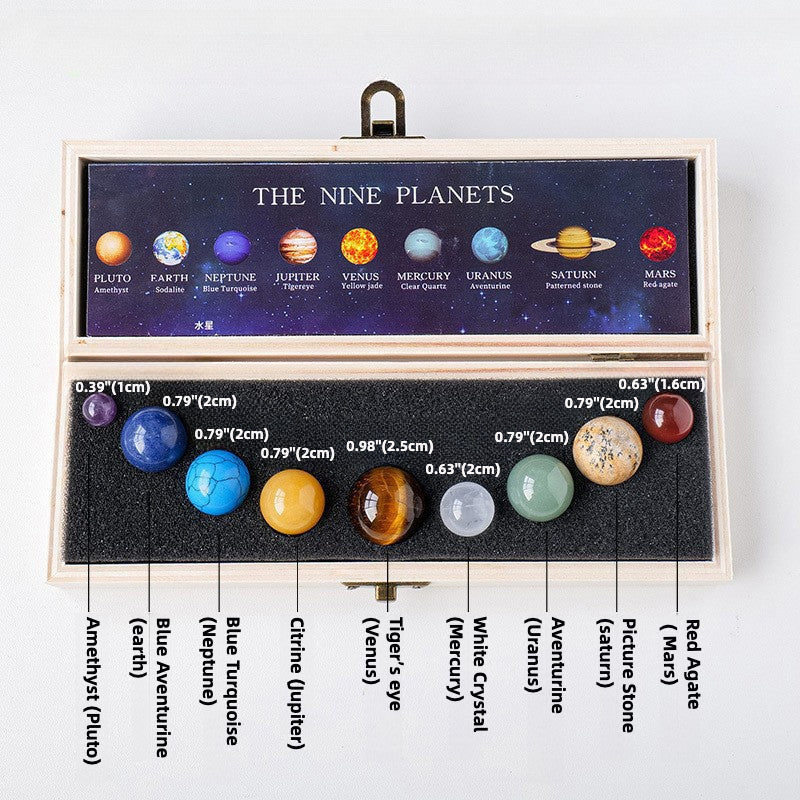 Natural Crystal Ball Nine Planets Set - Love & Positivity
