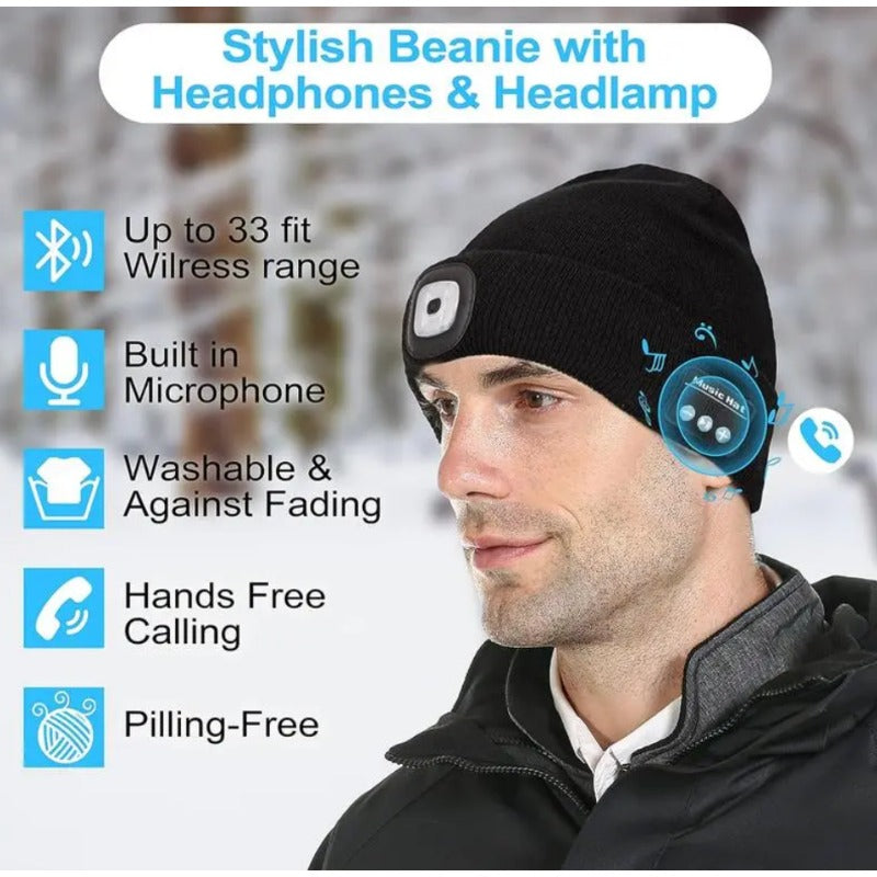 Wireless Bluetooth Headset LED Light Hat