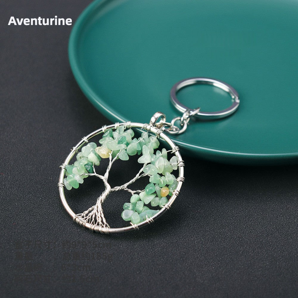 Natural Crystal Tree of Life Key Chain - Wealth & Strength & Luck & Abundance