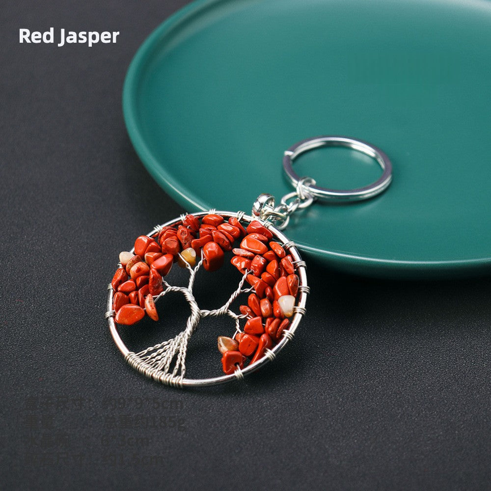 Natural Crystal Tree of Life Key Chain - Wealth & Strength & Luck & Abundance