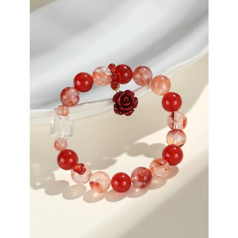 Red Agate & Red Epidote Quartz Bracelet – Love & Strength