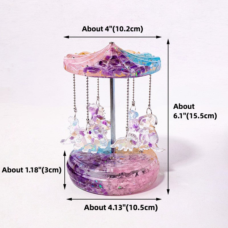 Natural Crystal Carousel Music Box - Calm & Harmony