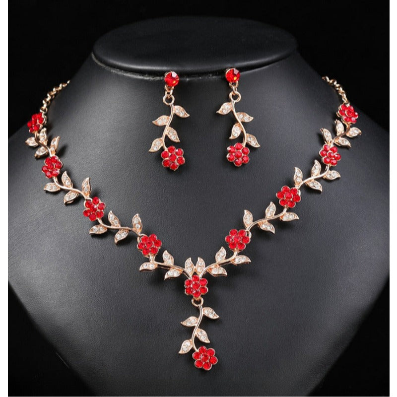 Versatile Plum Shaped Necklace Earrings Set - Confidence