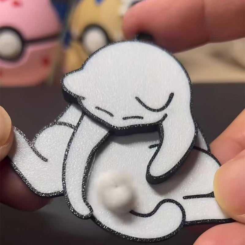 Interactive 3D Printed Cat Keychain - Pull-Out Play Ball & Fun Pendant Toy for Cat Lovers