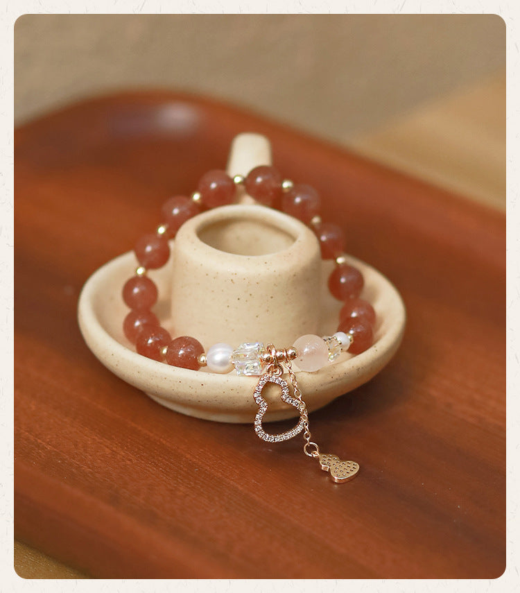 Gourd Strawberry Quartz Bracelet - Abundance & Harmony