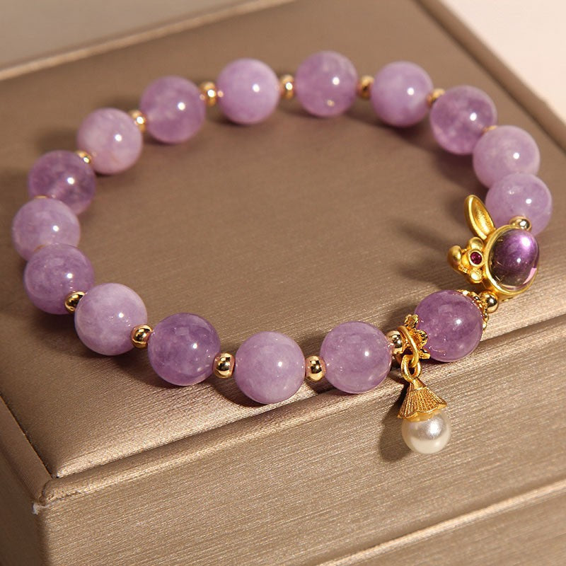 Rabbit Amethyst Crystal Bracelet – Calm & Health
