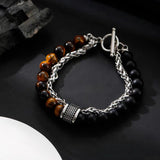 Dragon Bone & Tiger’s Eye Double-Layer Bracelet – Protection & Inner Balance