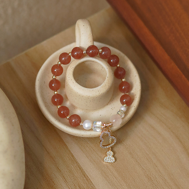 Gourd Strawberry Quartz Bracelet - Abundance & Harmony