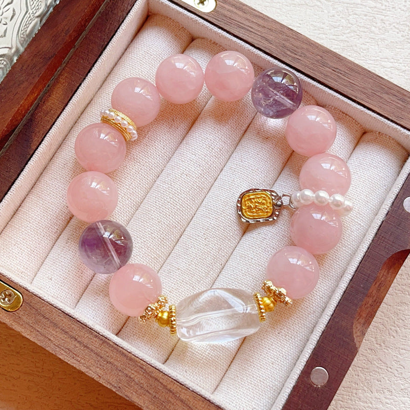 Rose Quartz & Amethyst & Clear Quartz Bracelet - Love & Harmony