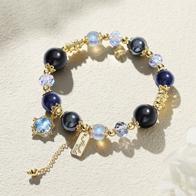 Obsidian & Blue Sand Stone & MoonStone Bracelet – Protection & Positivity & Uniqueness