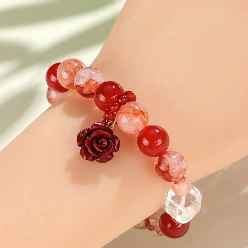 Red Agate & Red Epidote Quartz Bracelet – Love & Strength