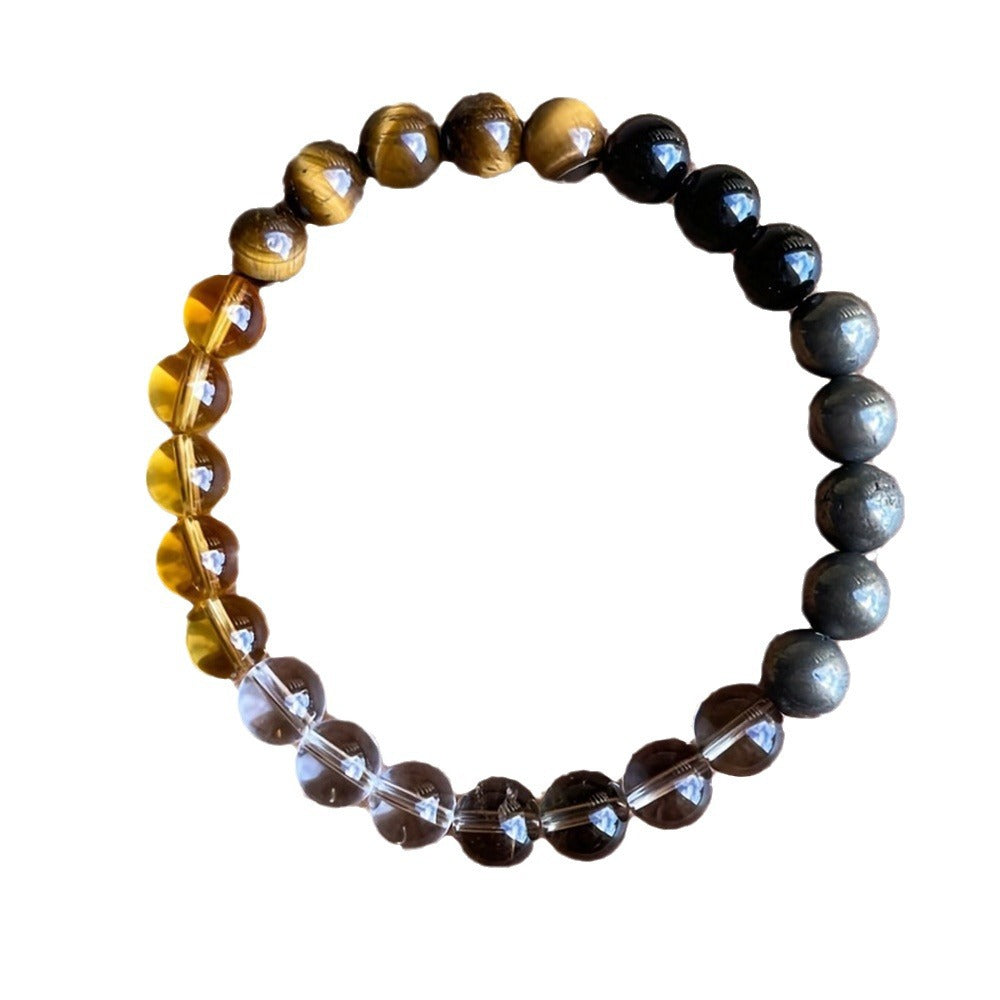 Tiger's Eye Obsidian Citrine Mixed Bracelet - Confidence & Courage