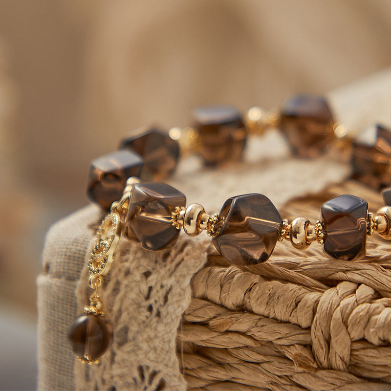 Sliced Smoky Quartz Bracelet - Protection & Luck & Calm