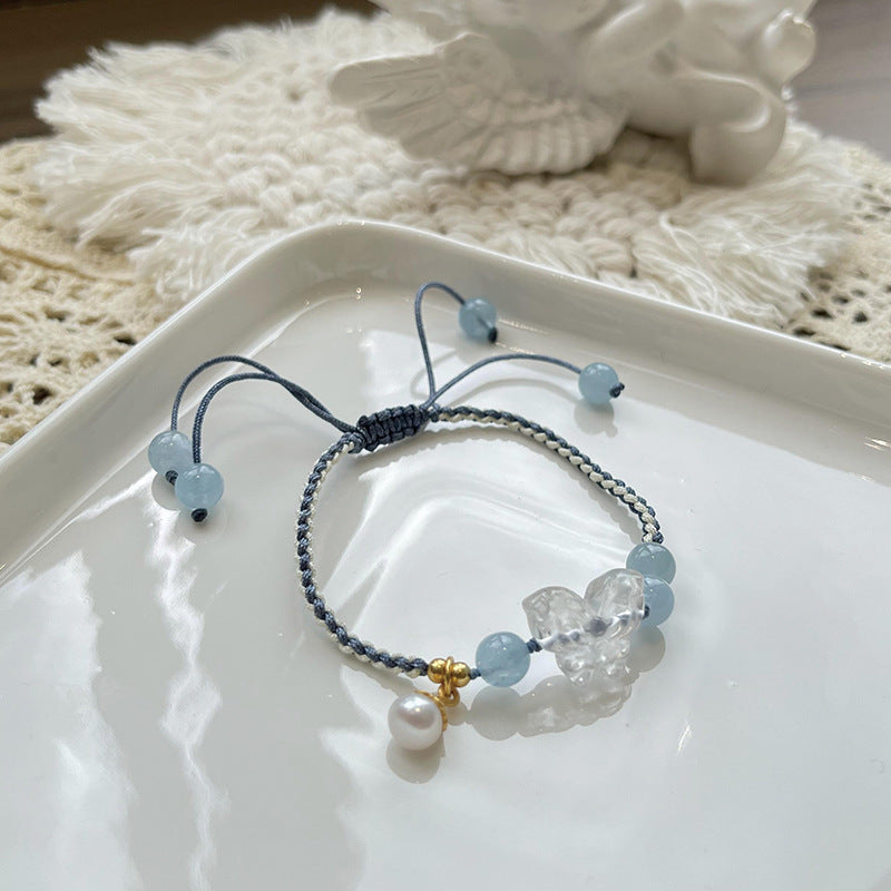 Aquamarine & Clear Quartz Bracelet - Calm & Balance
