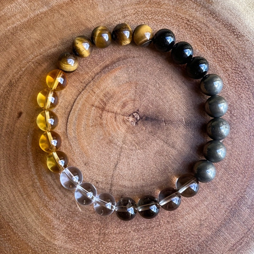 Tiger's Eye Obsidian Citrine Mixed Bracelet - Confidence & Courage