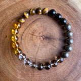 Tiger's Eye Obsidian Citrine Mixed Bracelet - Confidence & Courage