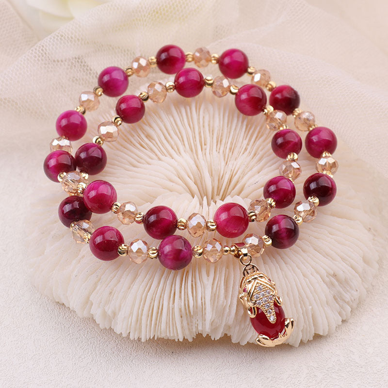 Pi Xiu Red Tiger's Eye Double Circle Bracelet – Wealth & Passion & Protection