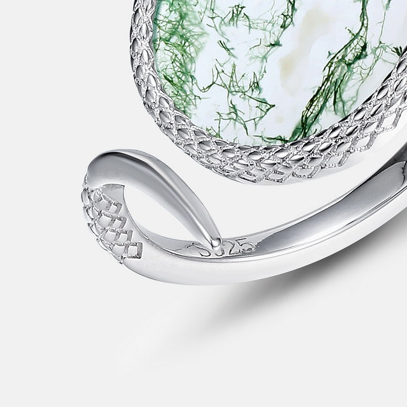 Serpent Water Grass Agate Ring - Strength & Positivity