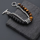 Dragon Bone & Tiger’s Eye Double-Layer Bracelet – Protection & Inner Balance