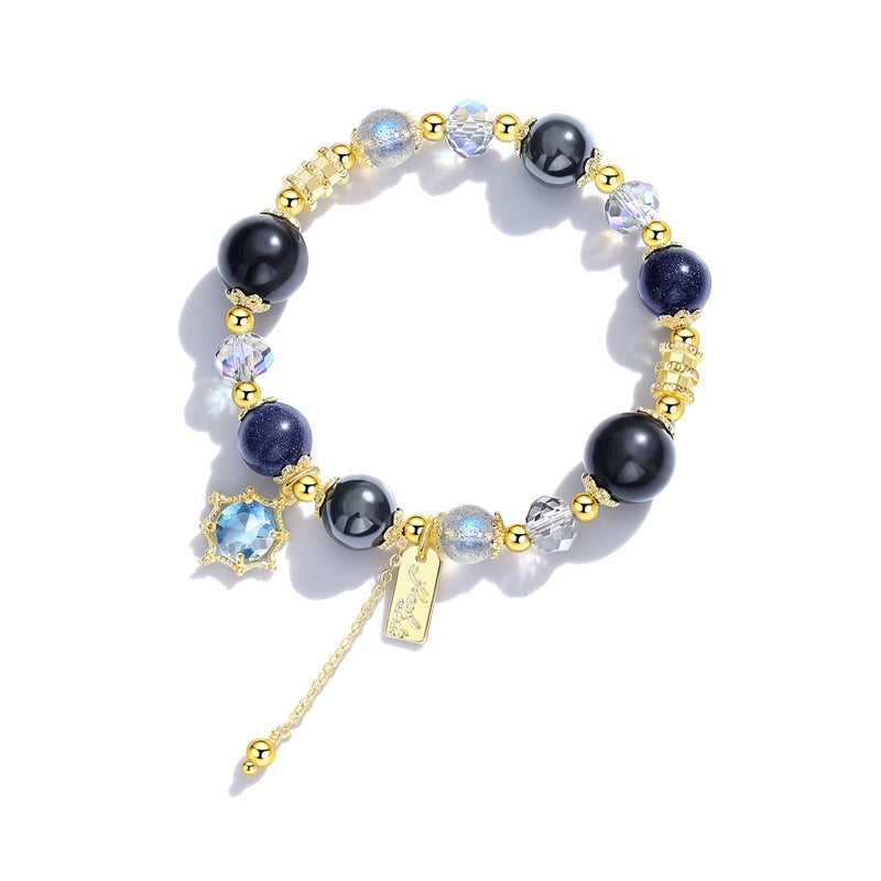 Obsidian & Blue Sand Stone & MoonStone Bracelet – Protection & Positivity & Uniqueness
