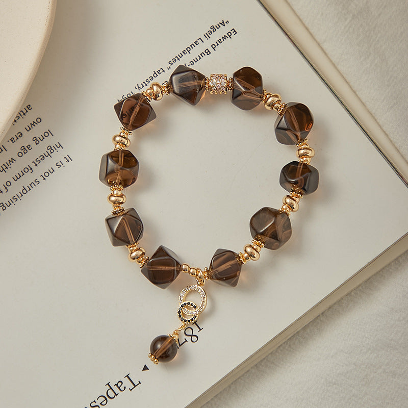 Sliced Smoky Quartz Bracelet - Protection & Luck & Calm