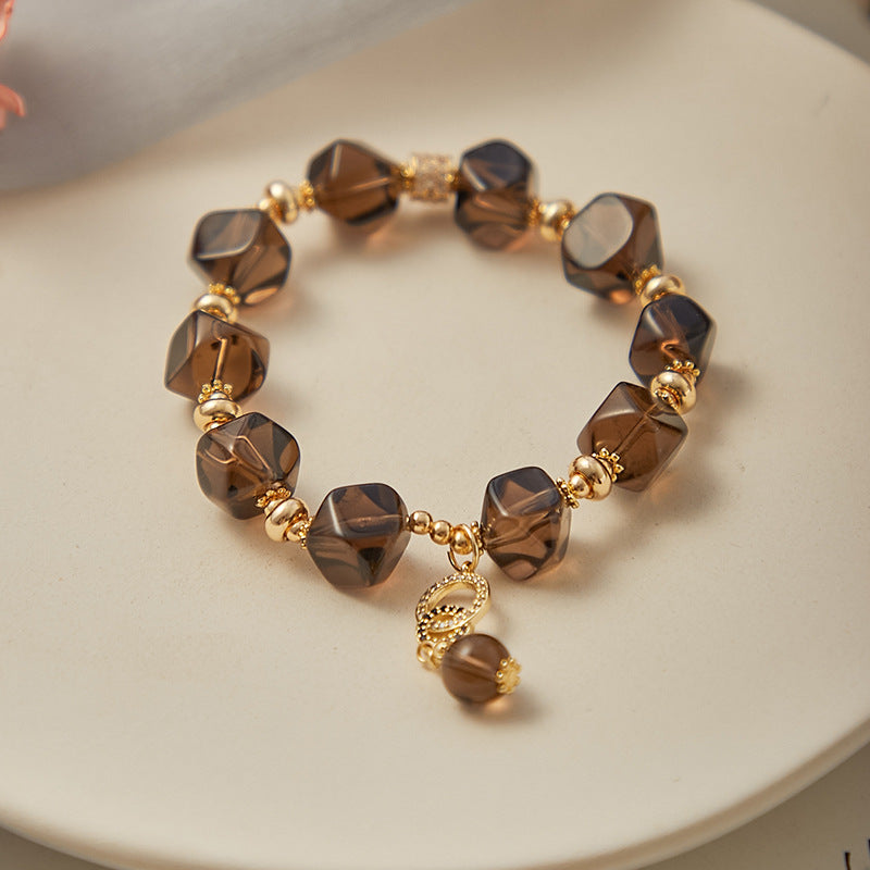 Sliced Smoky Quartz Bracelet - Protection & Luck & Calm