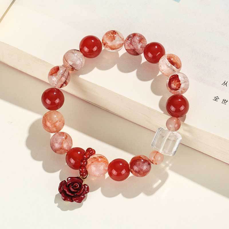 Red Agate & Red Epidote Quartz Bracelet – Love & Strength