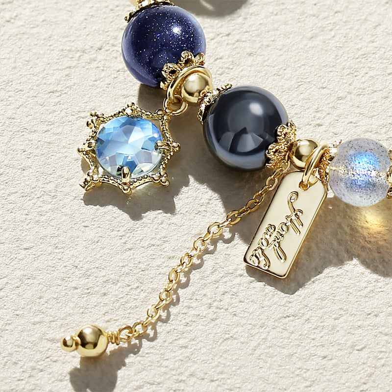 Obsidian & Blue Sand Stone & MoonStone Bracelet – Protection & Positivity & Uniqueness
