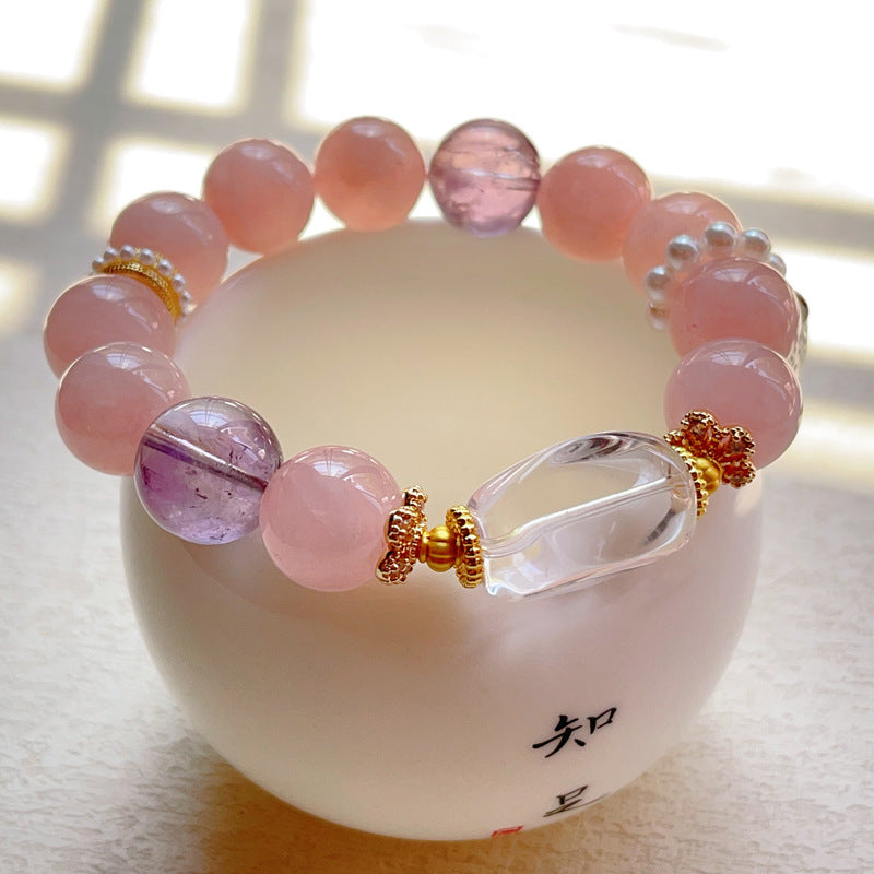 Rose Quartz & Amethyst & Clear Quartz Bracelet - Love & Harmony