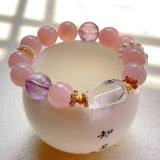 Rose Quartz & Amethyst & Clear Quartz Bracelet - Love & Harmony