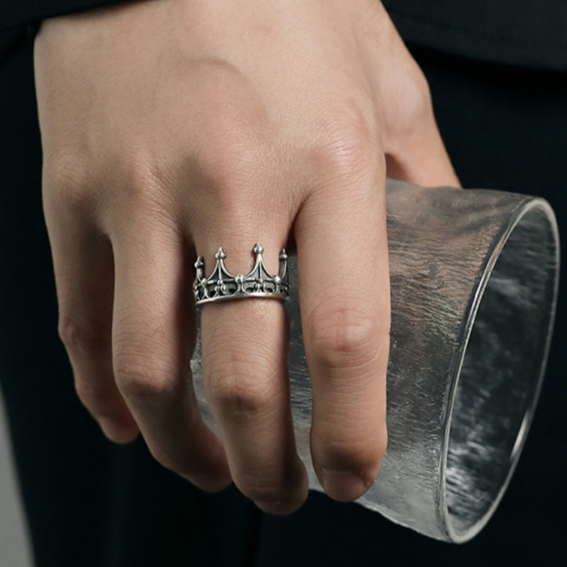 Vintage Gothic Crown Ring - Love  & Protection & Devotion