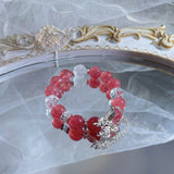 White Acey Strawberry Quartz Butterfly Bracelet - Calm & Positivity