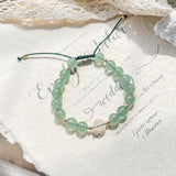 Green Strawberry Quartz & Clear Quartz Bracelet - Calm & Harmony