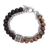 Dragon Bone & Tiger’s Eye Double-Layer Bracelet – Protection & Inner Balance