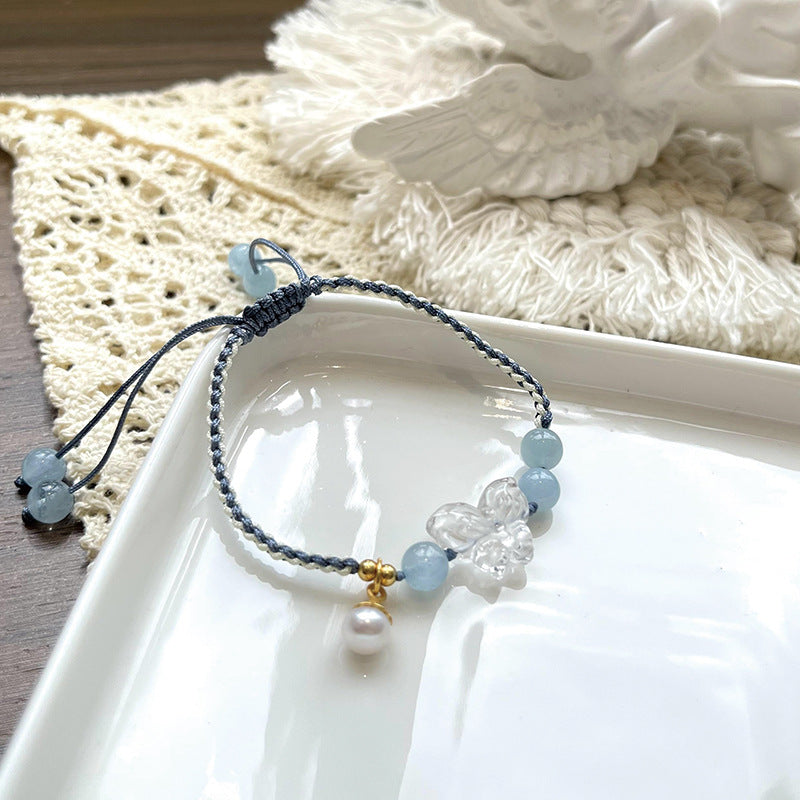 Aquamarine & Clear Quartz Bracelet - Calm & Balance