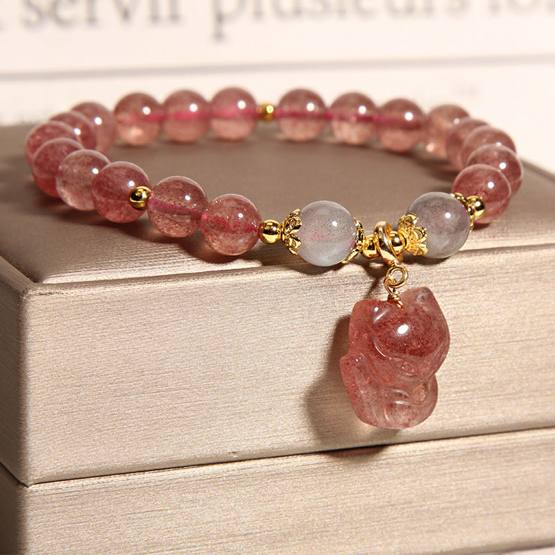 Fox Strawberry Quartz Bracelet - Peace & Confidence