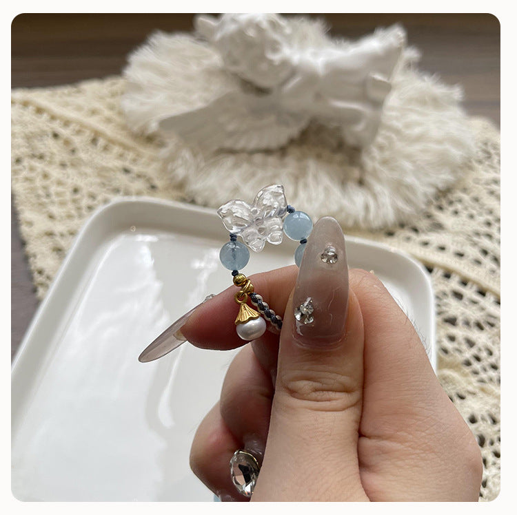 Aquamarine & Clear Quartz Bracelet - Calm & Balance