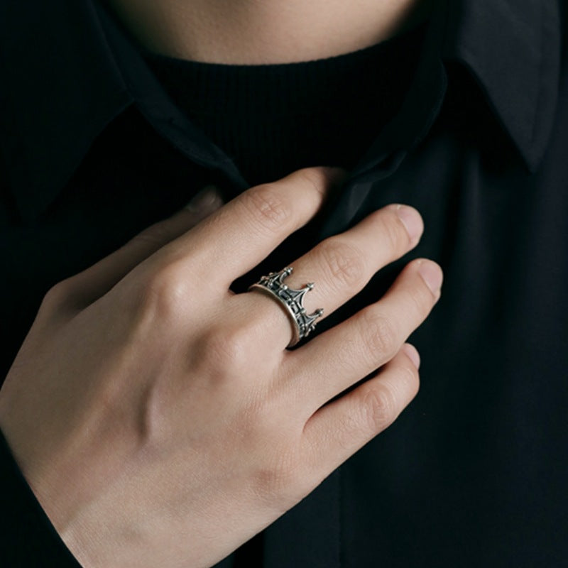 Vintage Gothic Crown Ring - Love  & Protection & Devotion