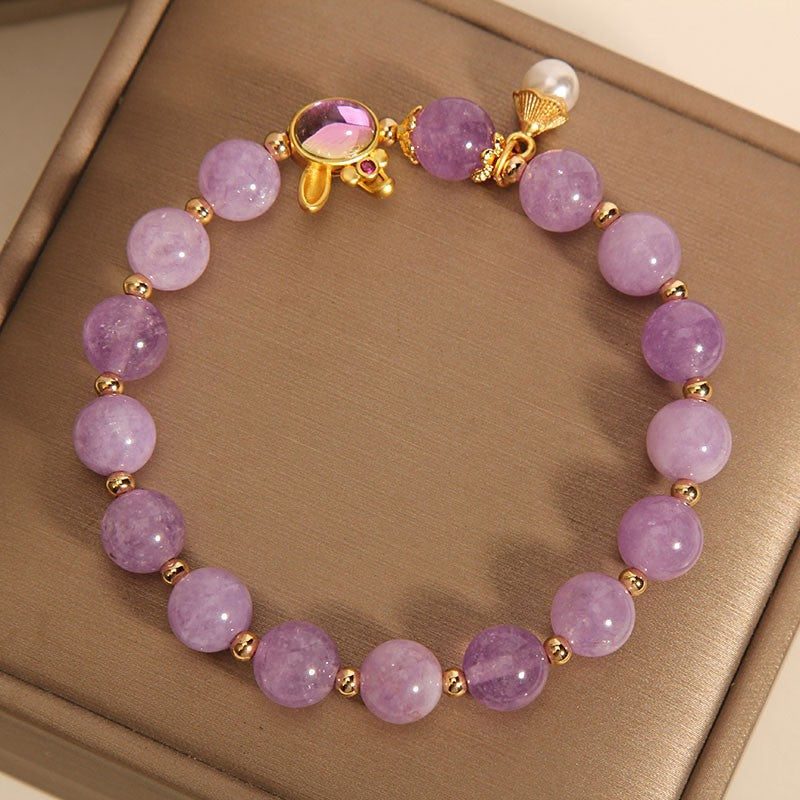 Rabbit Amethyst Crystal Bracelet – Calm & Health