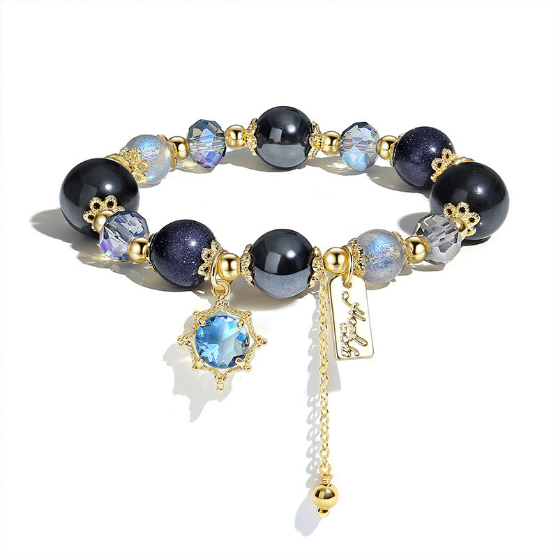 Obsidian & Blue Sand Stone & MoonStone Bracelet – Protection & Positivity & Uniqueness
