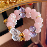 Rose Quartz & Amethyst & Clear Quartz Bracelet - Love & Harmony