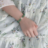 Green Strawberry Quartz & Clear Quartz Bracelet - Calm & Harmony