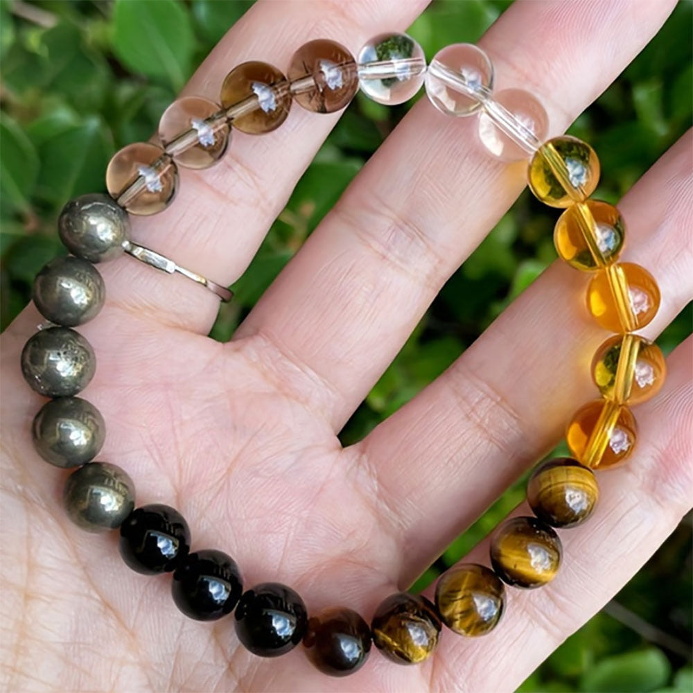 Tiger's Eye Obsidian Citrine Mixed Bracelet - Confidence & Courage